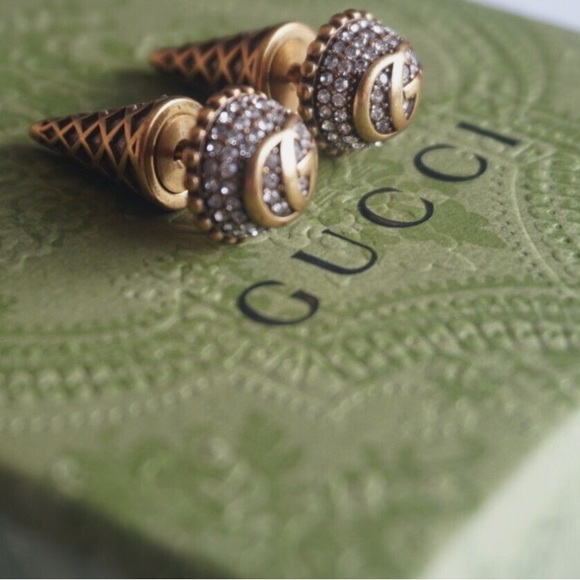 Gucci Gold Plated Crystal Studs - Picture 2 of 14